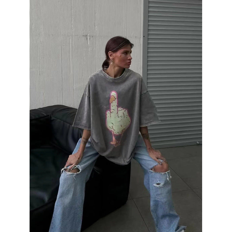 Dame Oversized T-Shirt med provokerende motiv Stilla