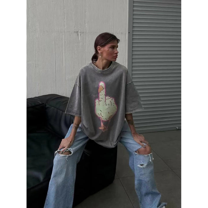 Dame Oversized T-Shirt med provokerende motiv Stilla