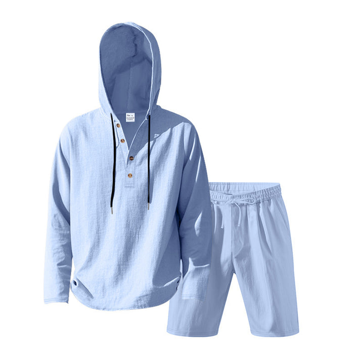 Herre Casual Hoodie-sæt med praktiske knapper og elastisk belægning Stilla