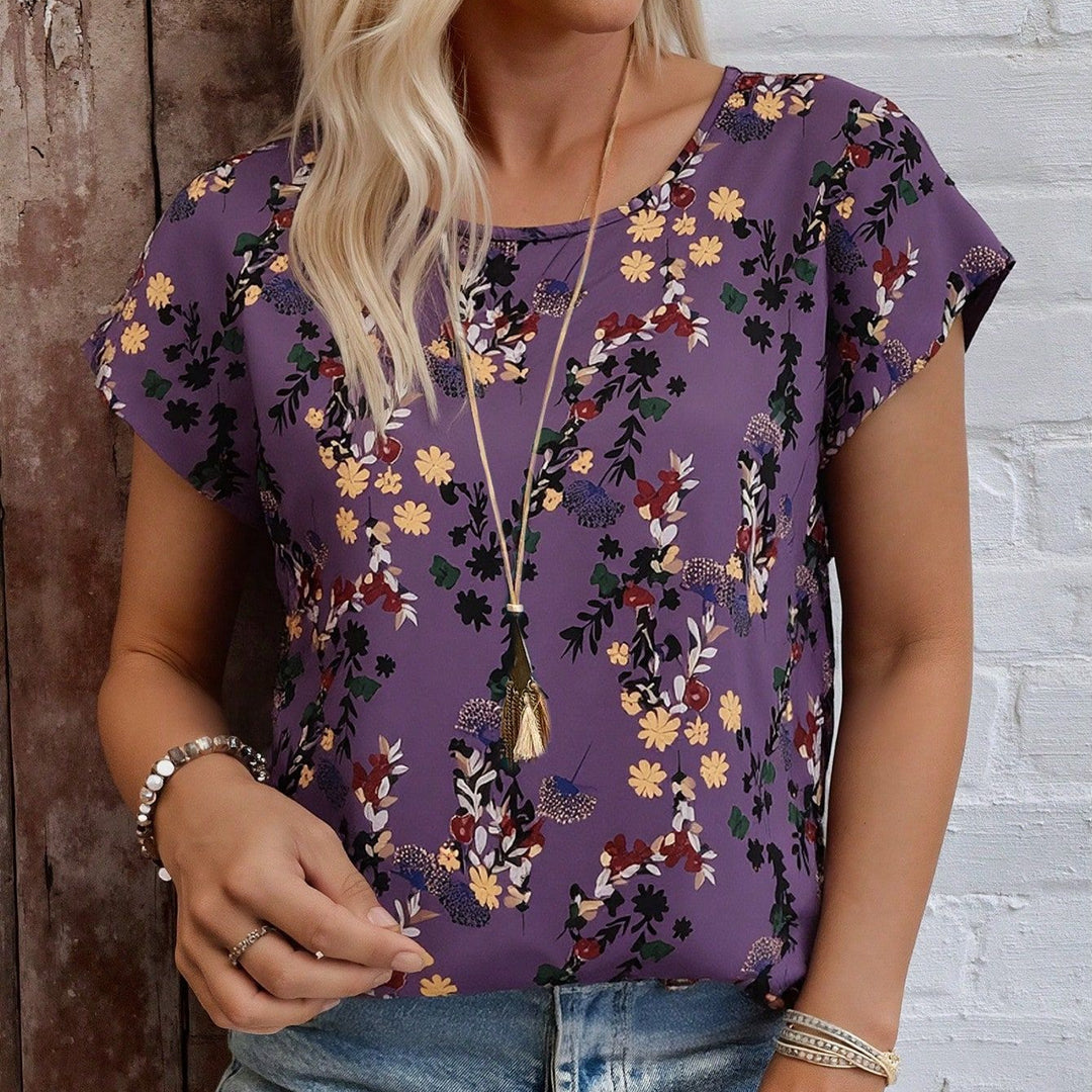 Damer chiffonbluse med blomsterprint og løs pasform Skovae
