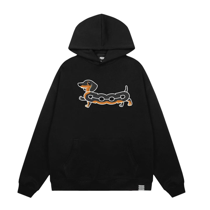 Kvinders hætte sweatshirt med charmerende hund skærmtryk Skovae