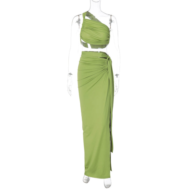 Dame Elegant svømmekjole med asymmetrisk stropdesign og figursmigrerende drapering Stilla