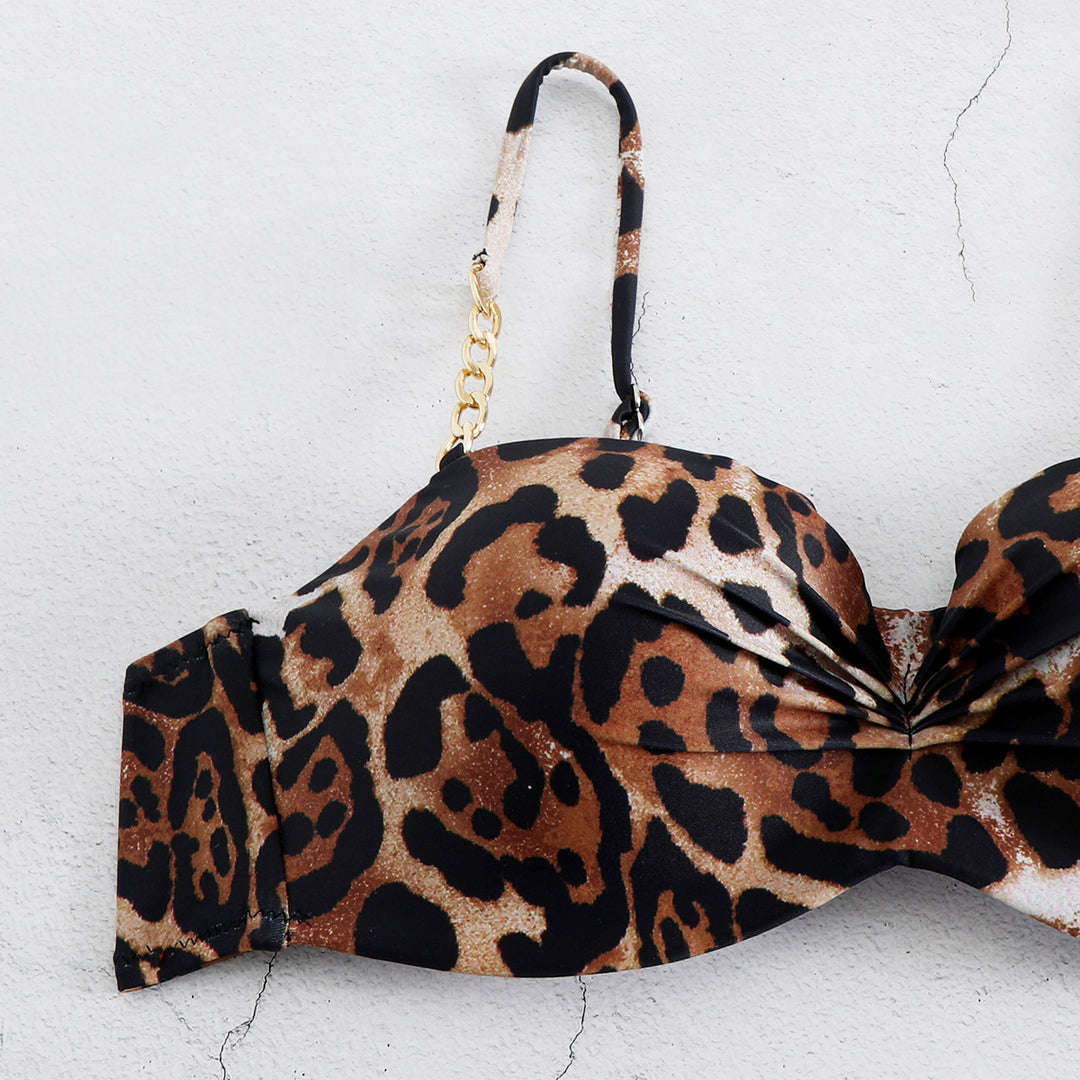 Dame Bikini-sæt med elegant dyretryk og justerbare stropper Stilla