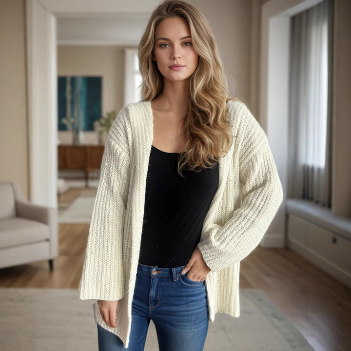 Dame afslappet cardigan med åben front og løse ærmer Stilla