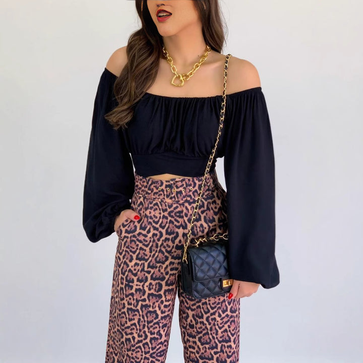 Dame Off-Shoulder klokkeærme crop top Stilla