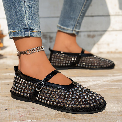 Dame Elegant udsmykket Ballerina med rem Stilla