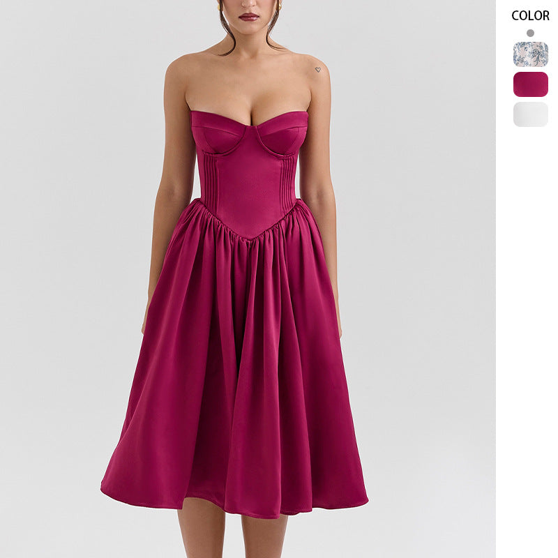 Dame couture kjole i off-the-shoulder design med rummelig nederdel Skovae