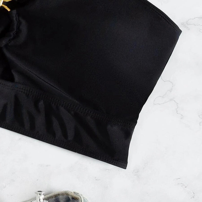 Dame Bustier Bikini-top med rynker og gyldne accenter Stilla