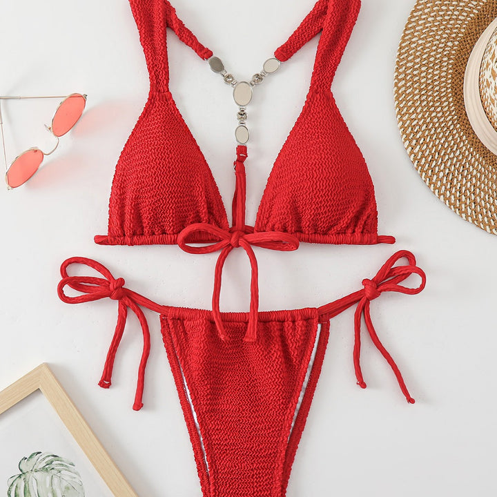 Dame bikini sæt med raffineret hækledesign og justerbare stropper Stilla