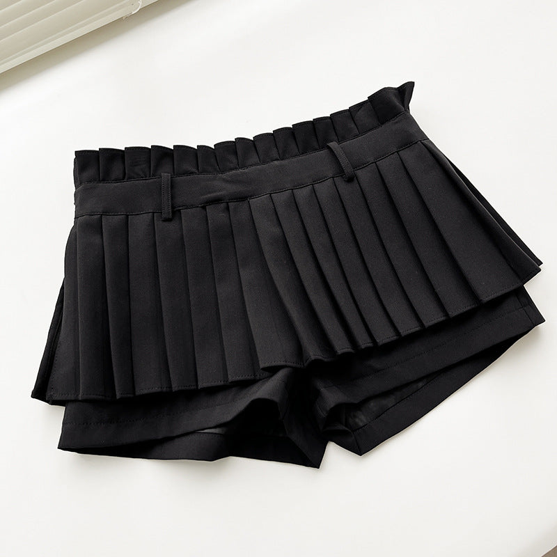 Dame Plissé-shorts med integreret underkjole og elastisk talje Stilla