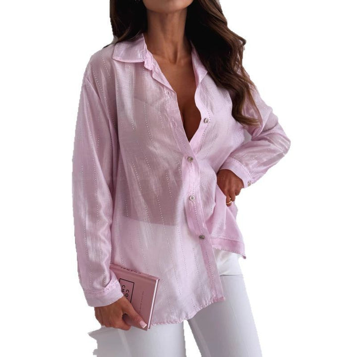 Damebluse med glitrende accenter og afslappet snit Stilla