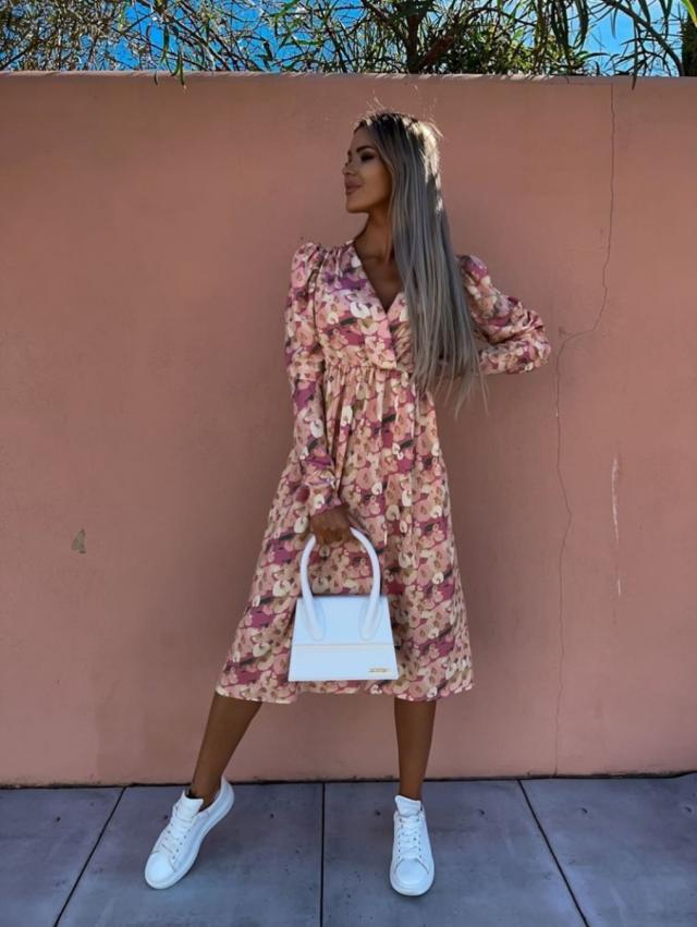Dame elegant maxikjole med leopardprint Stilla