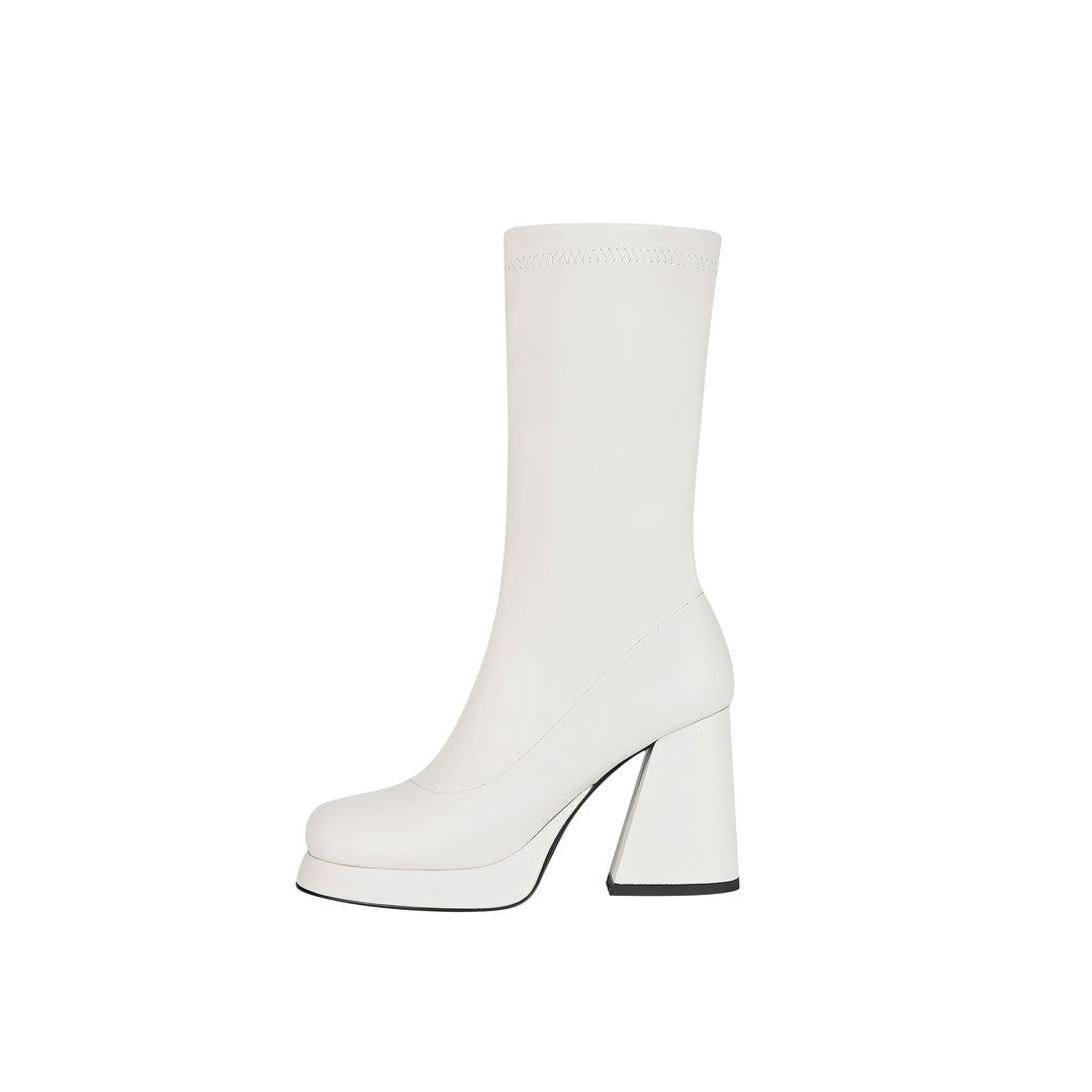 Femme platform knæhøje støvler med slankt design Stilla