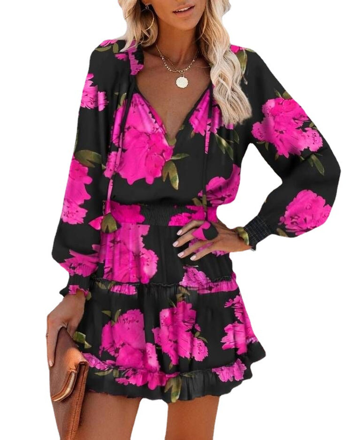 Dame Rynkede Blomster Mini Kjole Stilla