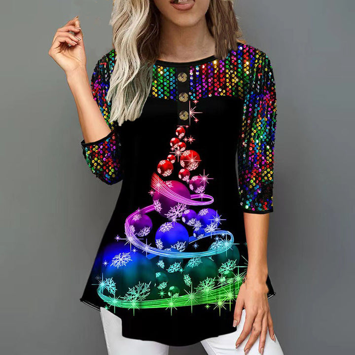 Stilla | Festive Christmas detachable loose round neck T-shirt