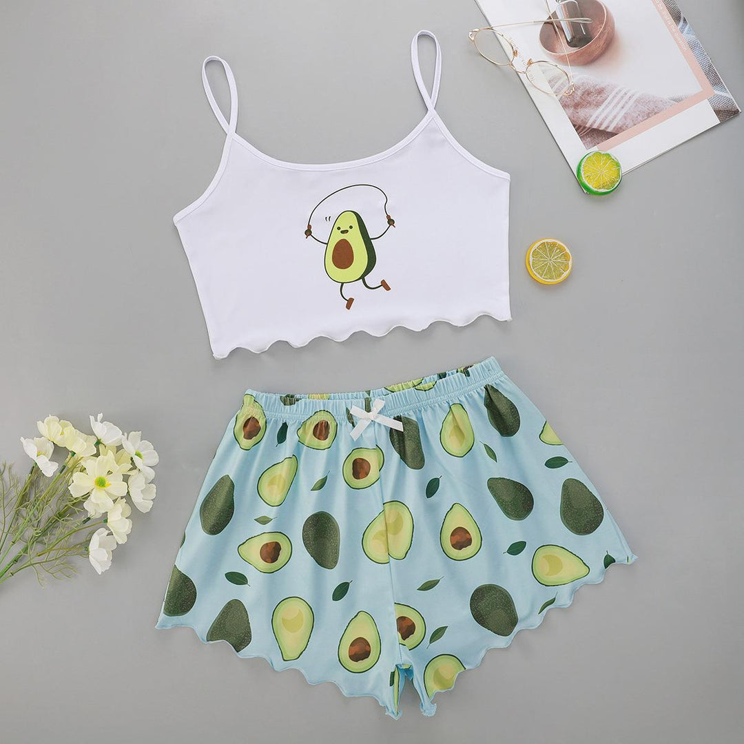 Damer fritid-loungewear-sæt med avocado-motiv Stilla