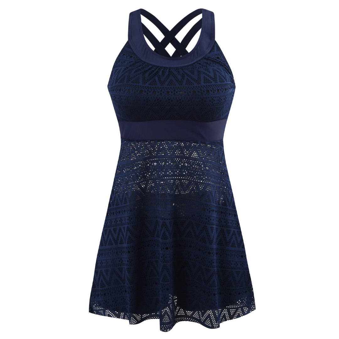 Dame Sporty Kjole med integrerede Shorts og dekorativ Mesh Stilla