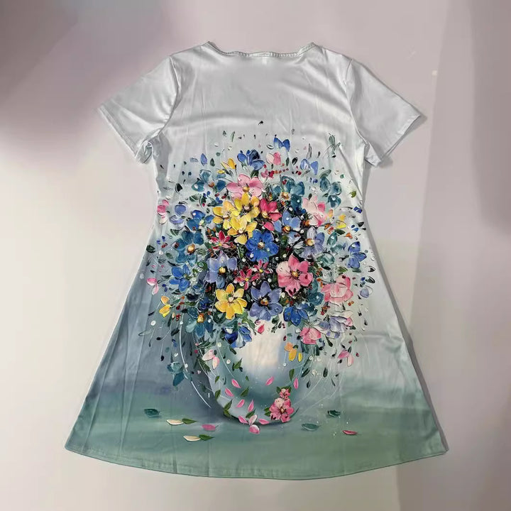 Dame Spidsudskæring Blomsterprint Kjole Stilla
