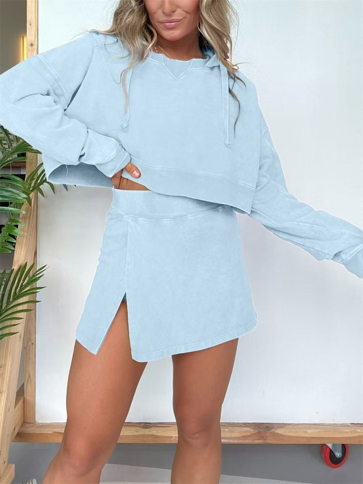 Dame Crop-Top og Mini-Nederdel Sæt Stilla