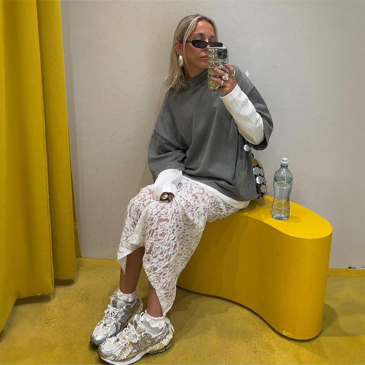 Dame Løs Oversized T-shirt med Drapering Stilla