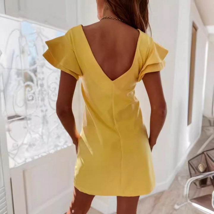 Femme Elegante Kortærmet Rynkedress Stilla