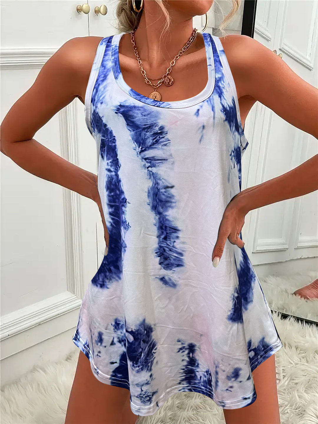 Dame Stilfuld Tie-Dye Tankkjole Stilla