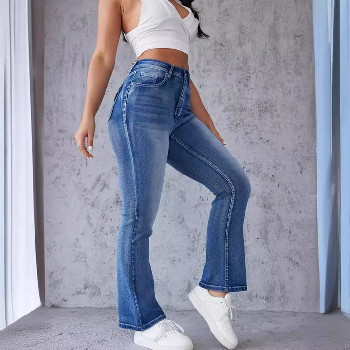 Dame Bootcut-jeans med høj talje og strækandel Stilla