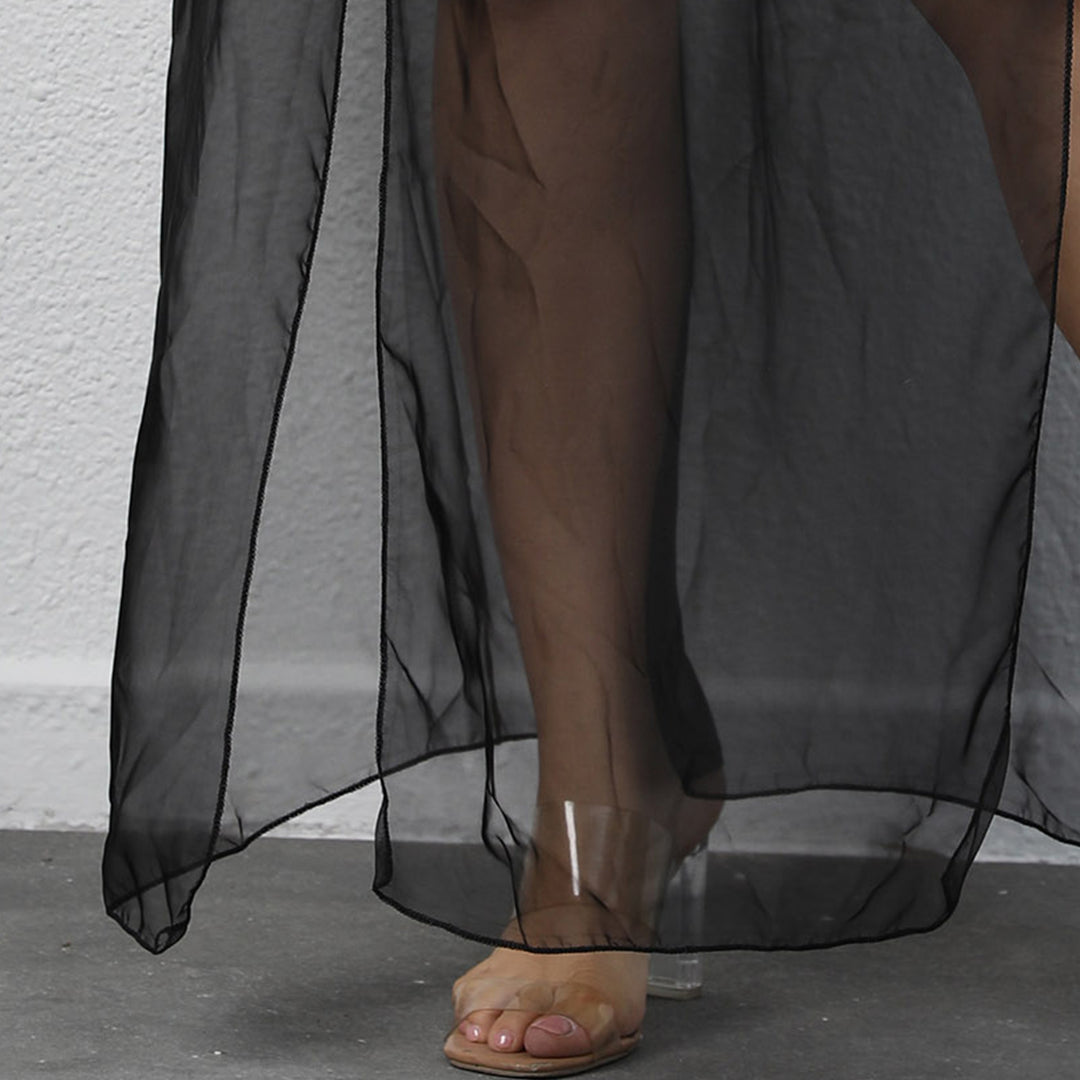 Femme Transparent Maxi Strand Dække Nederdel Stilla