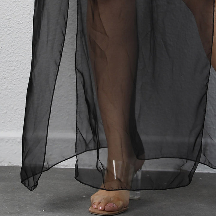 Femme Transparent Maxi Strand Dække Nederdel Stilla