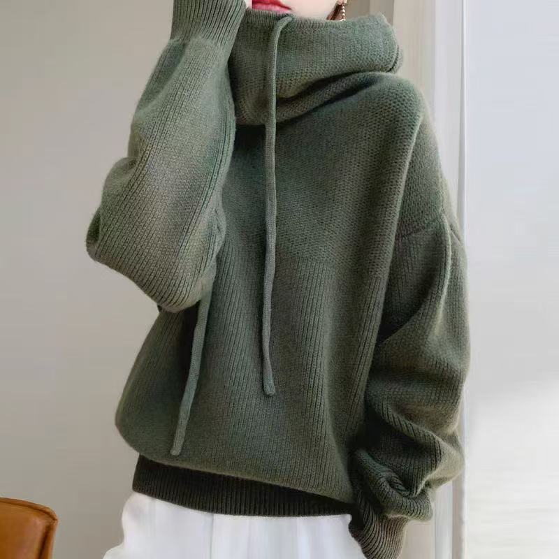 Kvinders fashionable oversized sweater med høj krave og snøre detaljer Stilla