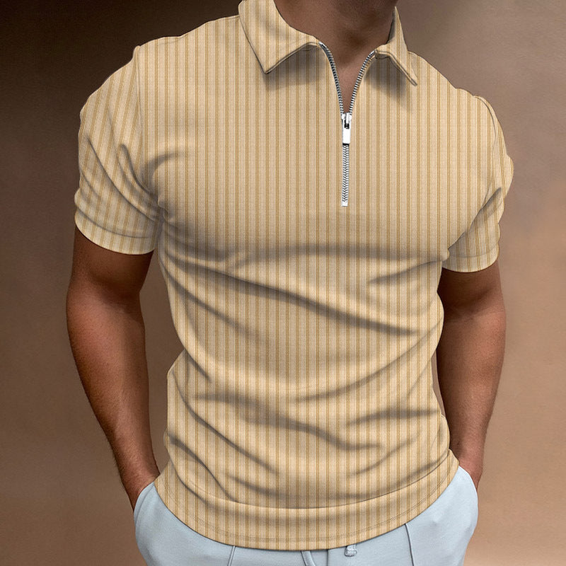 Herrer Poloshirt med moderigtigt lynlås og elegante striber Stilla
