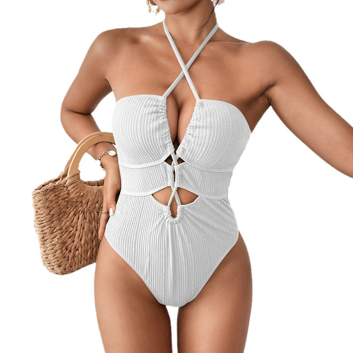 Dame one-piece badedragt med raffineret cut-out design og afslappet bindebånd Stilla
