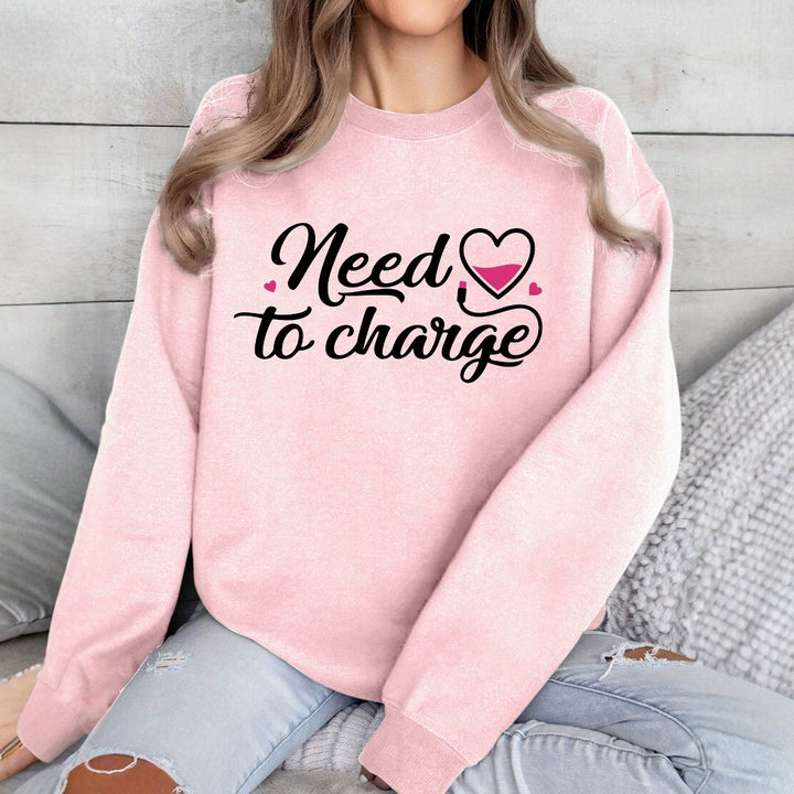 Kvindernes sweatshirt med inspirerende hjerte citat og afslappet skæring Stilla