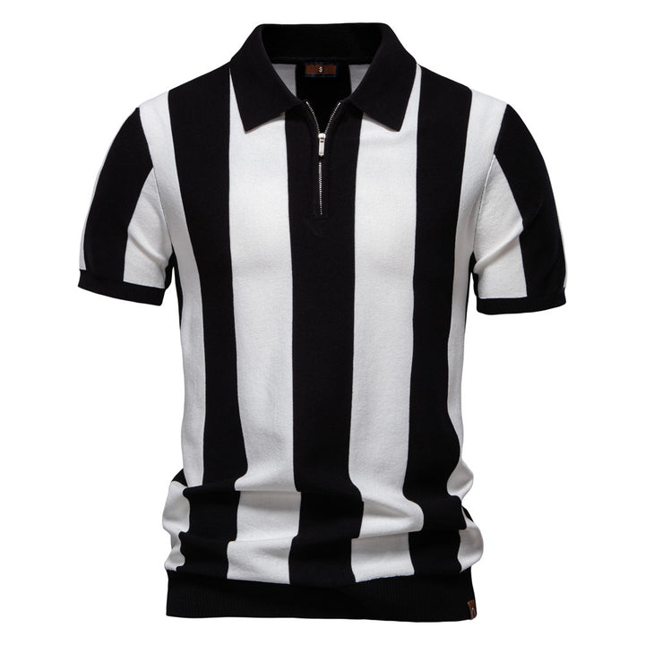 Herre Polo-Shirt med moderne lynlås og klassisk stribemønster Stilla