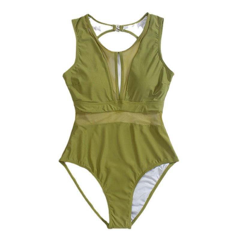 Dame Én-delt Badedragt med moderne Cut-Out-design og åndbare Mesh-elementer Stilla