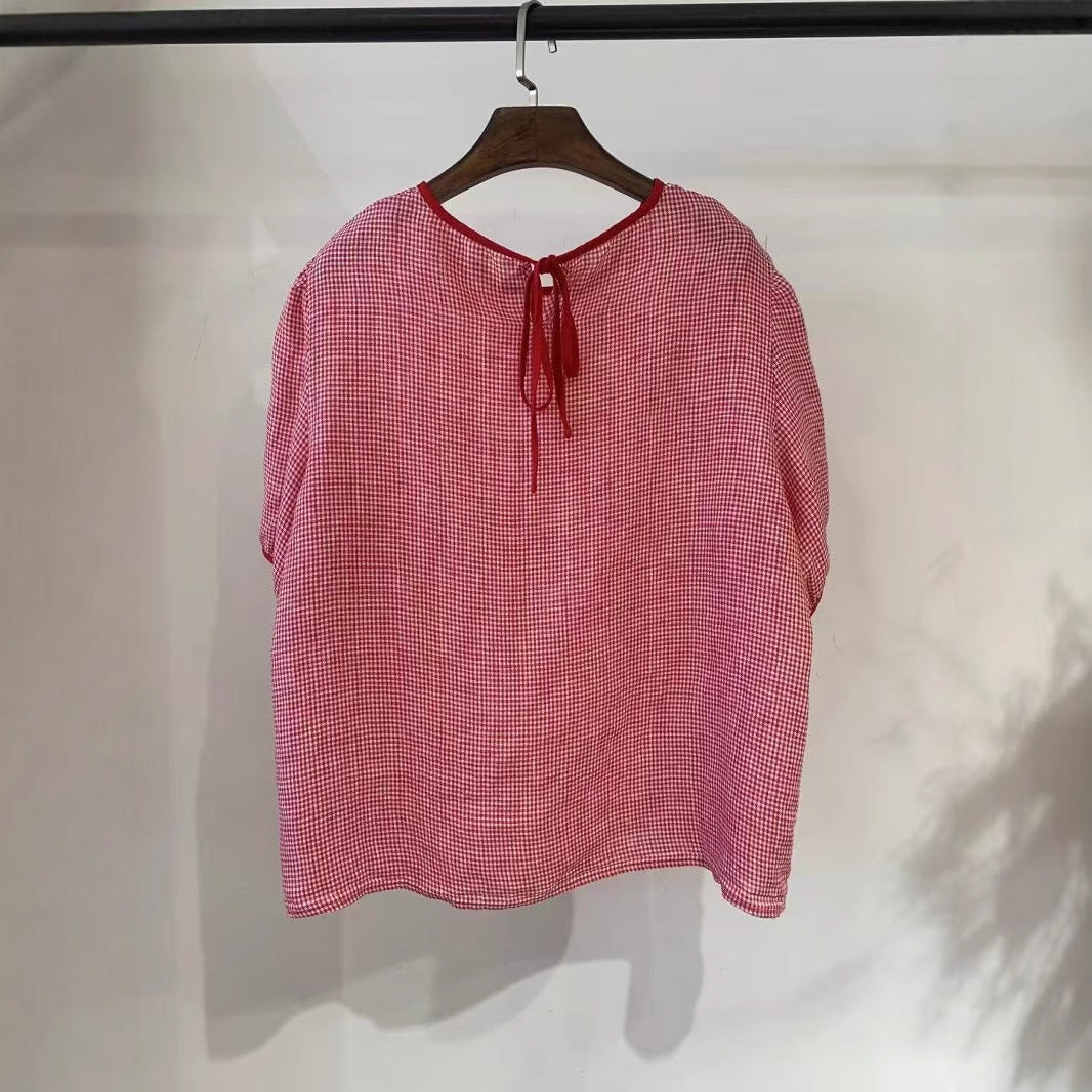 Dame Gingham-mønster Bindebluse Stilla