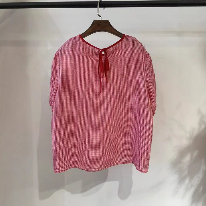 Dame Gingham-mønster Bindebluse Stilla