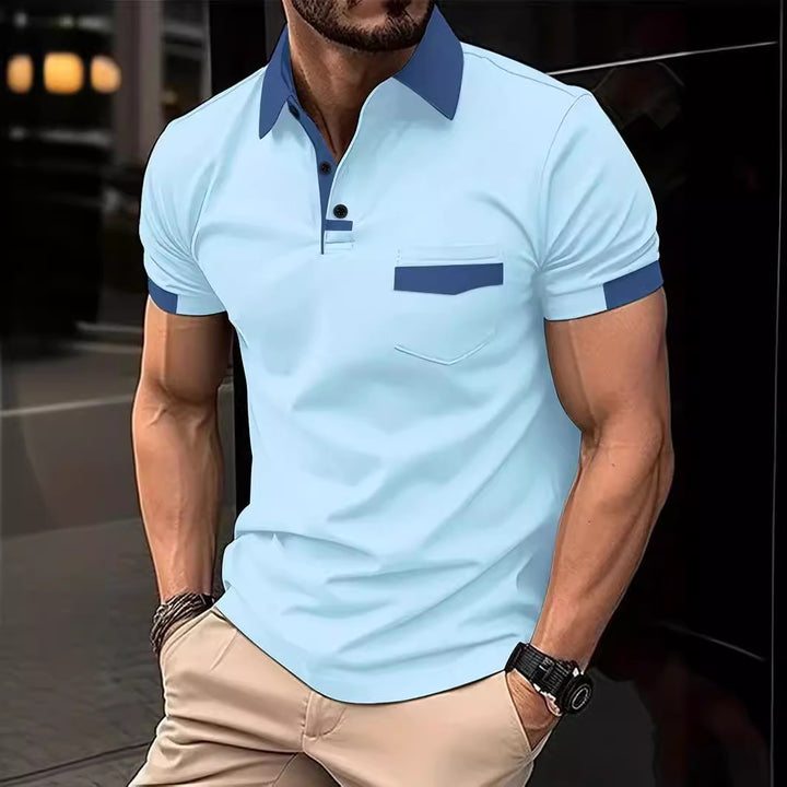 Herren Poloshirt med kontrasterende detaljer Stilla