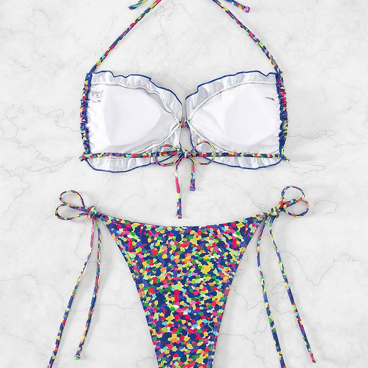 Dame Bikini-sæt med justerbare stropper og høj benudskæring Skovae