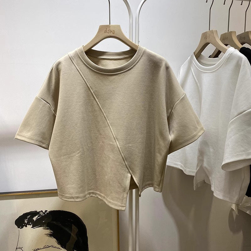 Dame Asymmetrisk Kant Overstørrelse T-shirt Stilla