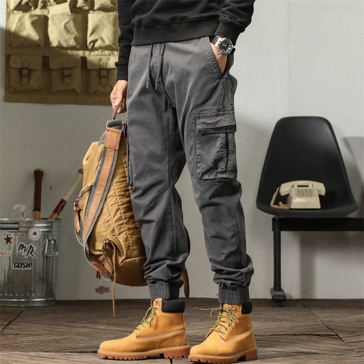 Herrer elegante Cargo-Bukser med funktionelle lommer og elastisk talje Stilla