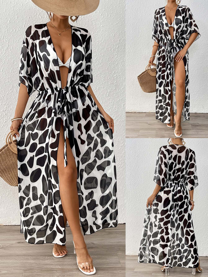 Dame Strandkimono i åndbar chiffon-kvalitet med trendy mønster Stilla