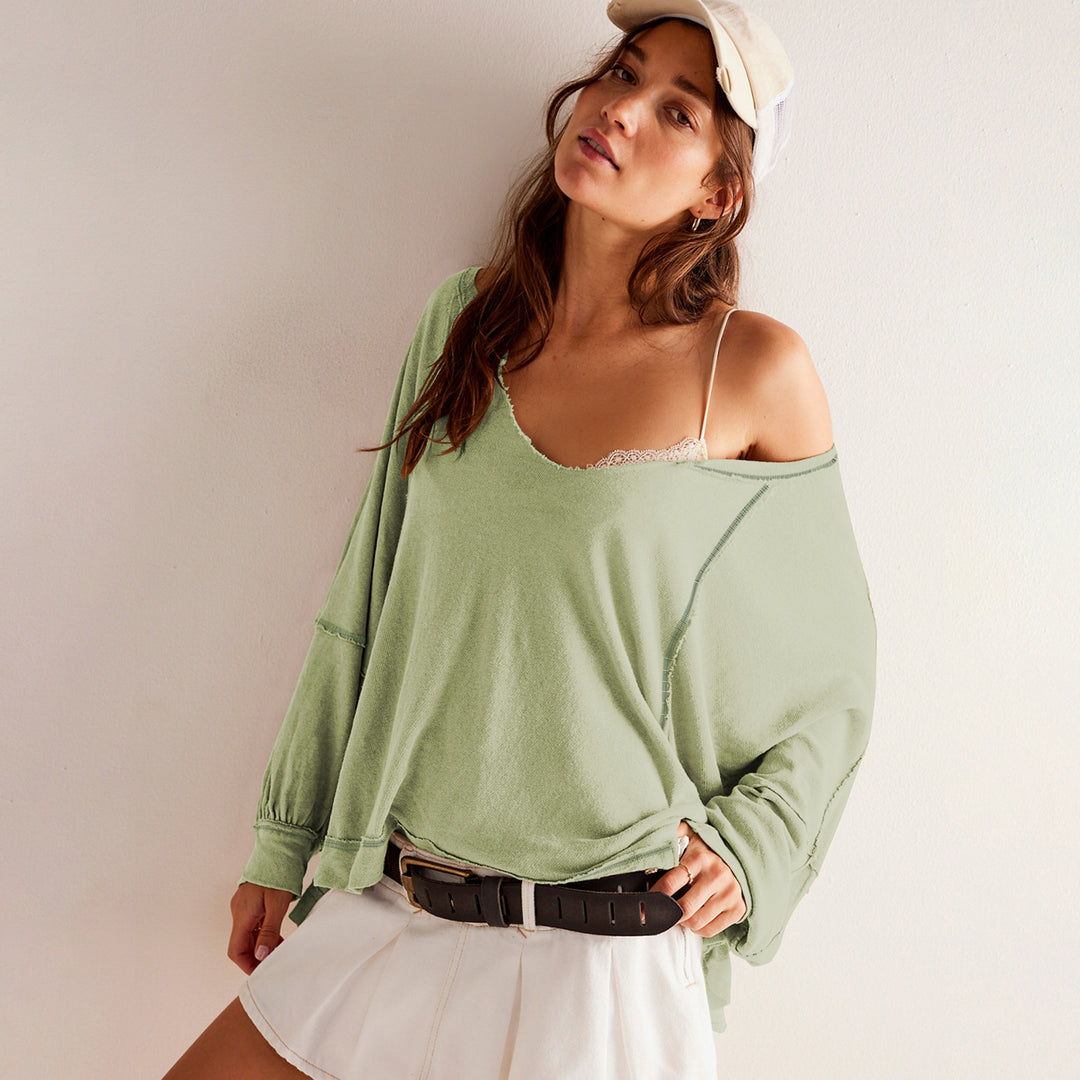 Damer afslappet oversized sweatshirt med rund hals og bløde ærmer Stilla