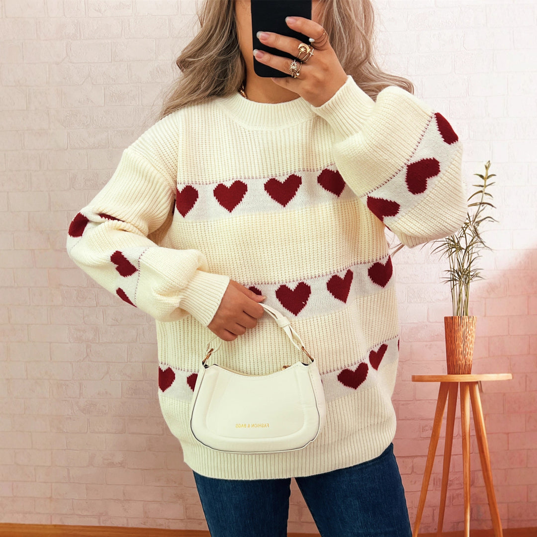 Kvinders sweater med hjerte mønster Stilla