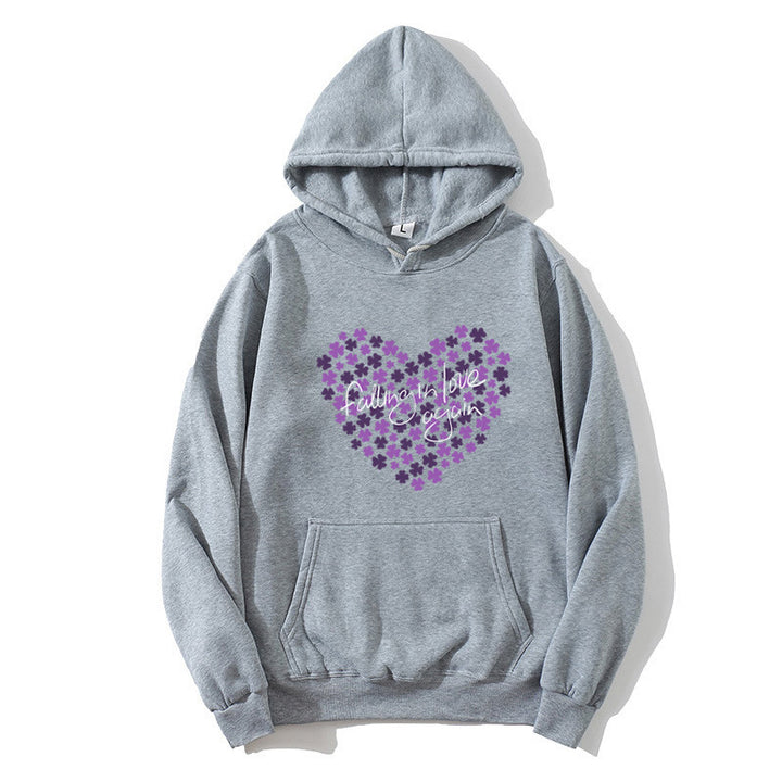Kvinders hoodie med blomsterhjerte design Skovae