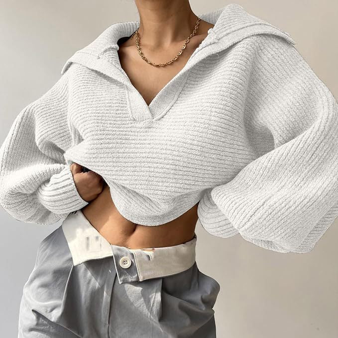 Stilla | Stilfuld Strikket Klap Pullover Sweater