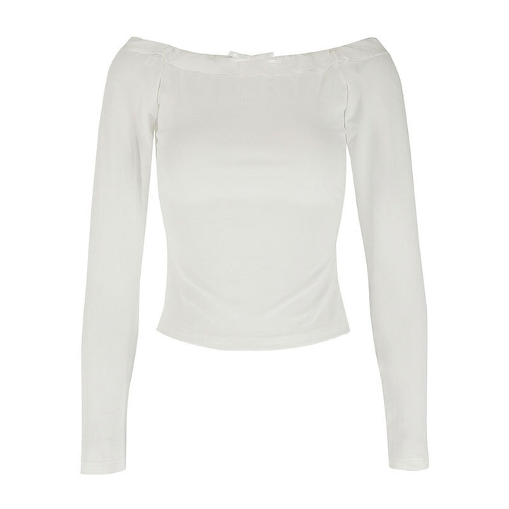Dame Off-Shoulder Langeærmet Top med delikat Rüschedetalje Skovae