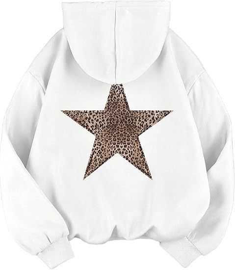 Dame Grafik Hætte-Sweatshirt med Dyreprint Stjerne Design Stilla