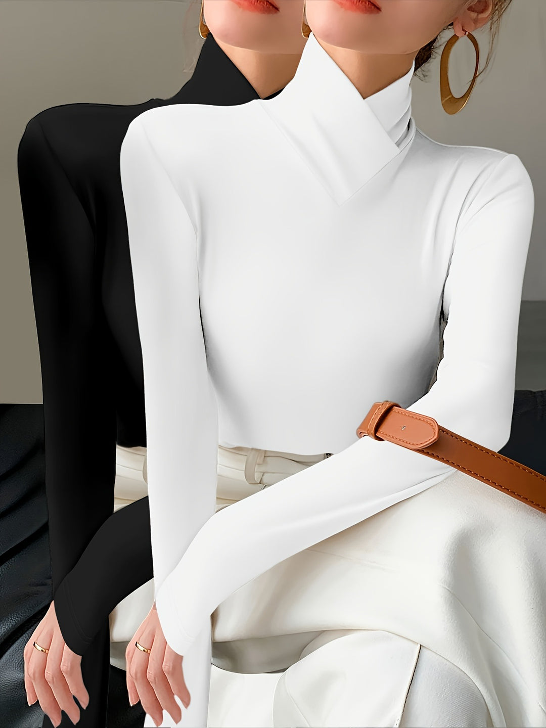Femme Højkrave Langærmet Bodysuit Stilla