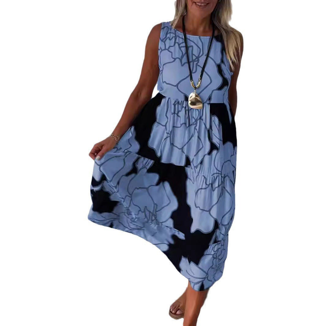 Dame Trendy Maxikjole med asymmetrisk snit og blomsterdesign Stilla